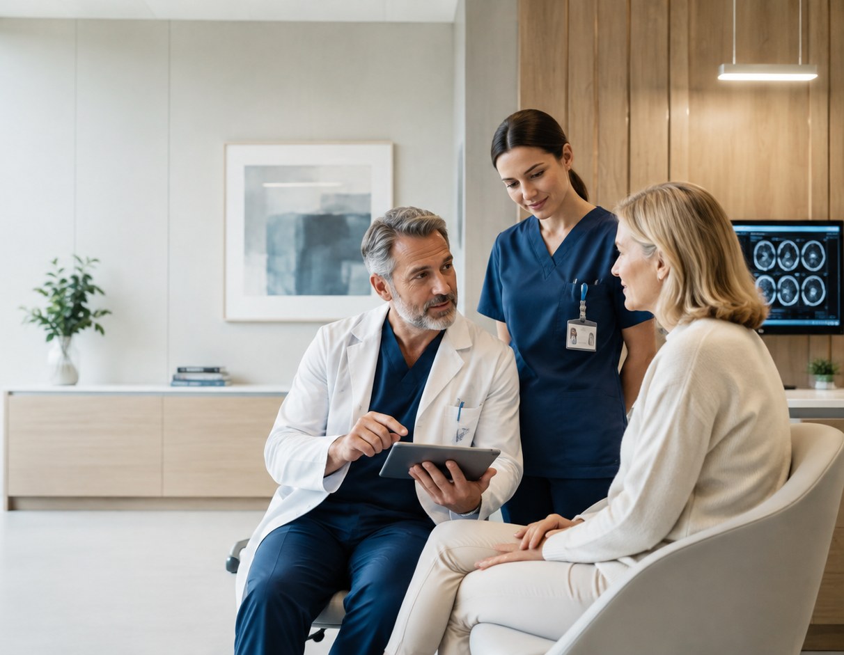 Medieva clinicians consulting with a patient